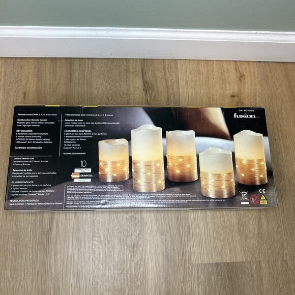 Fusion Fairy Light Multifunction Remote Control Led Candles 5 Count Gold Glow - Picture 2 of 3